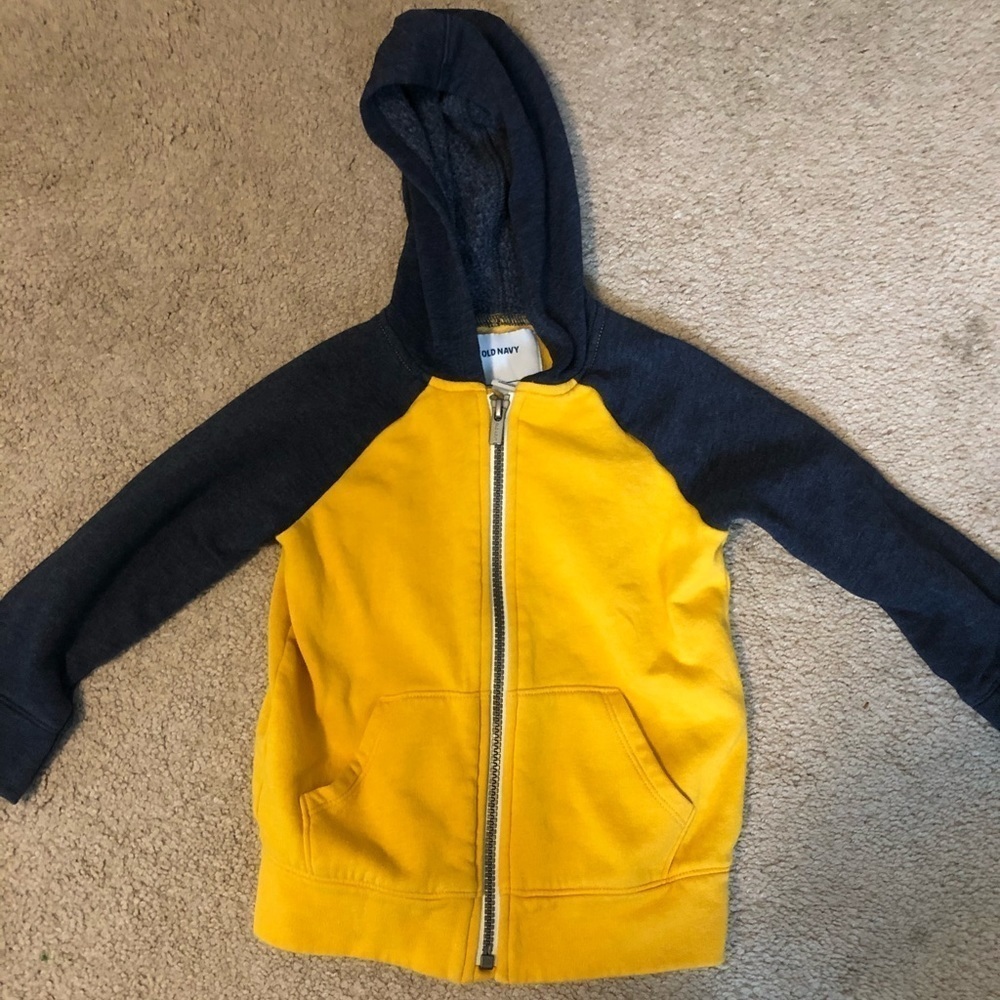 Old navy zipper up hoodie navy and yellow size 3t